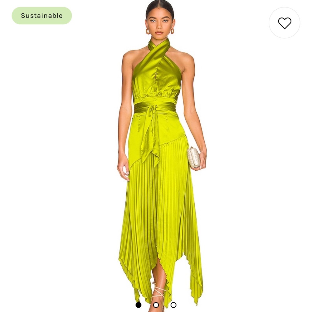 AMUR Dixon Halter Dress in Citrine Green Size 4 from Revolve